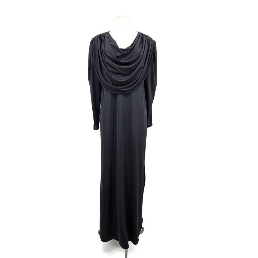 VTG Oscar De La Renta Swirl Dress Womens M/L? Black Rhinestones Long Sleeves
